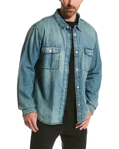 Frame Distressed Denim Shirt In Blue