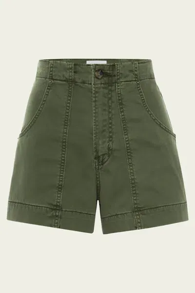 Frame Clean Utility Short In Washed Winter Moss In Green