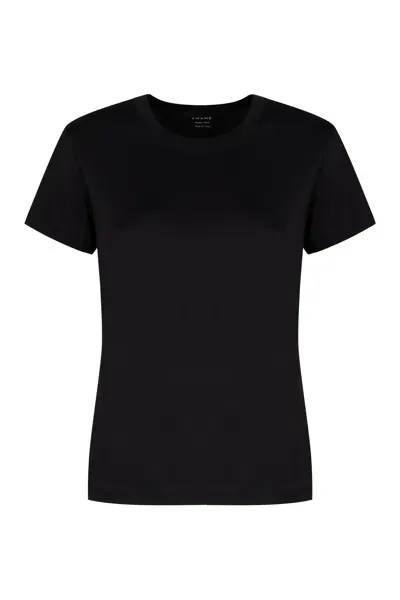 Frame Cotton Crew-neck T-shirt In Black