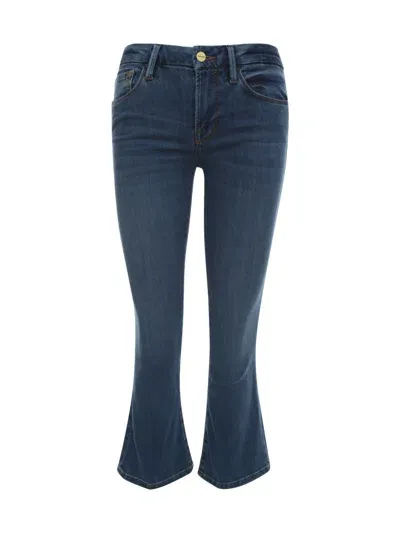 Frame Cropped Mini Boot Trousers In Blue