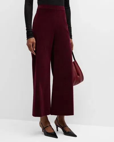 Frame Cropped Velvet Pants In Wine