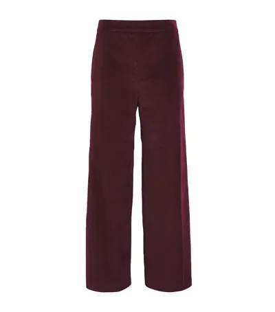 Frame Cropped Velvet Wide-leg Trousers In Burgundy