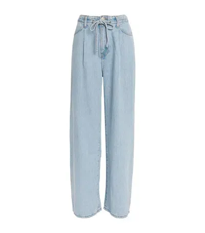 Frame Drawstring Wide-leg Jeans In Blue