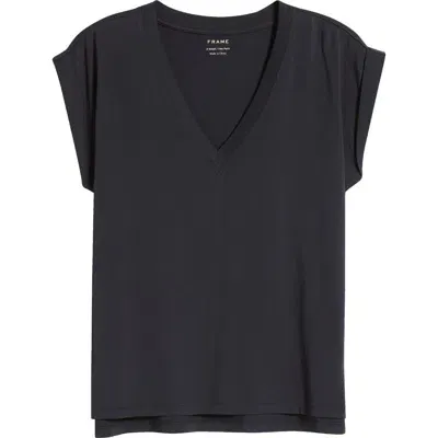 Frame Easy Cotton V-neck T-shirt In Navy