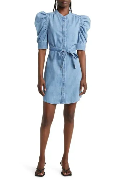 Frame Ruched Denim Mini Dress In Multi