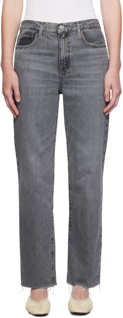 Frame Gray 'le Jane Ankle Raw Fray' Jeans In Washed Black