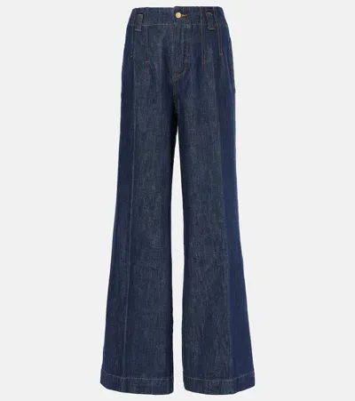 Frame High-rise Wide-leg Jeans In Blue