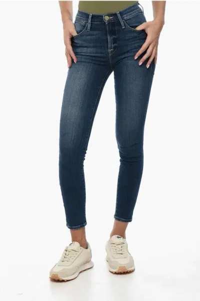 Frame High Waist Skinny Fit Jeans In Blue