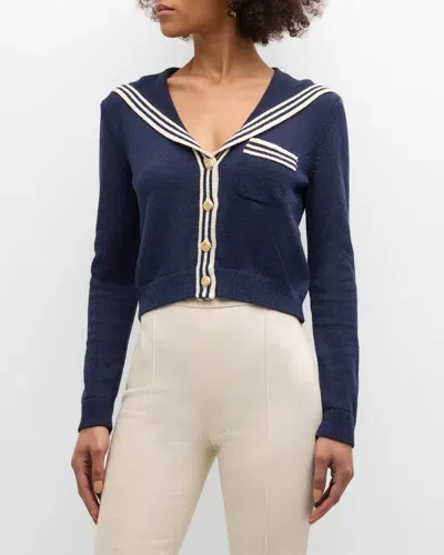 Frame Knit Sailor Cardigan In Navy Multi