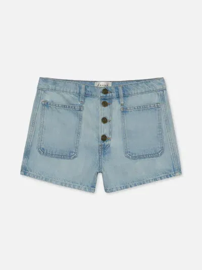 Frame Le Bardot Exposed Button Shorts In Trevi