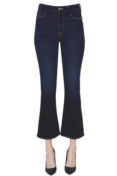 Frame Le Crop Mini Boot Jeans In Navy Blue