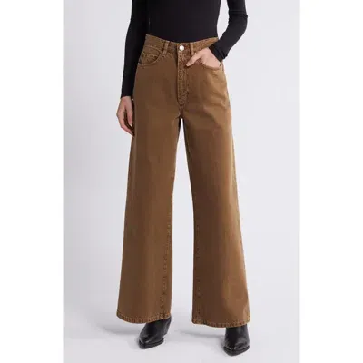 Frame Le Low Baggy Wide Leg Jeans In Bronzite