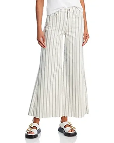 Frame Le Palazzo Striped Raw Wide Leg Jeans In Sage Multi In White