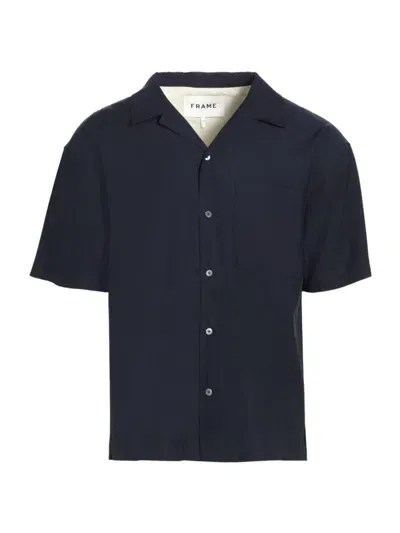 Frame Mens Dark Navy Camp-collar Woven Shirt