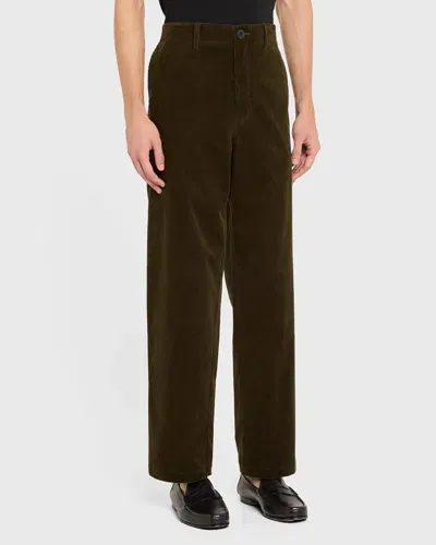 Frame Men's Corduroy Wide-leg Pants In Dark Olive