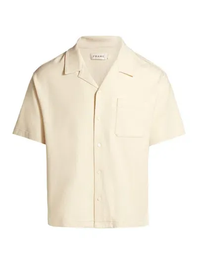 Frame Duo Fold Relaxed Short Sleeve Button-up Shirt In White Sand