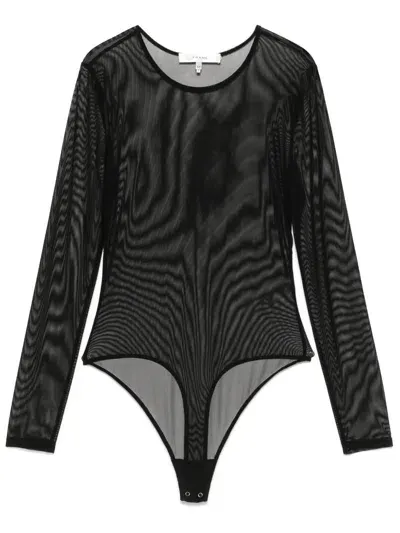 Frame Mesh Bodysuit In Black