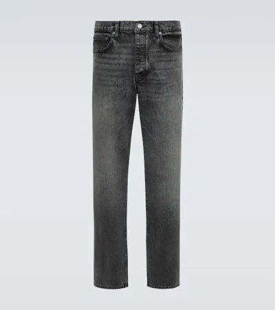 Frame Mid-rise Straight Jeans In Grey