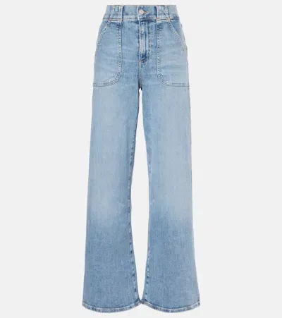 Frame Modern Pocket High-rise Wide-leg Jeans In Blue