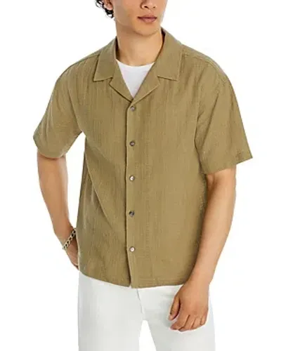 Frame Regular Fit Button Down Camp Shirt In Dry Sage