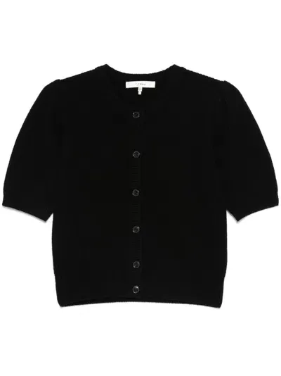 Frame Short-sleeve Cardigan In Black