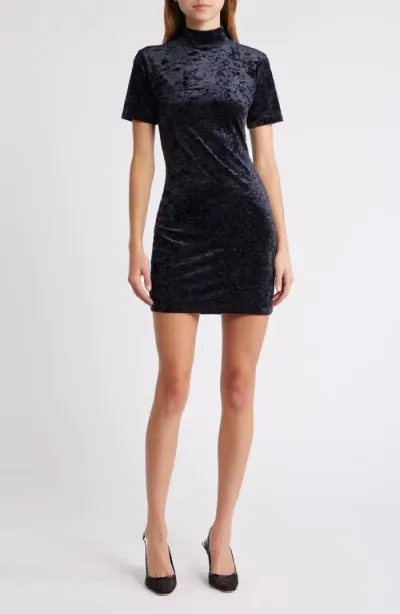 Frame Stretch Velvet Minidress In Black