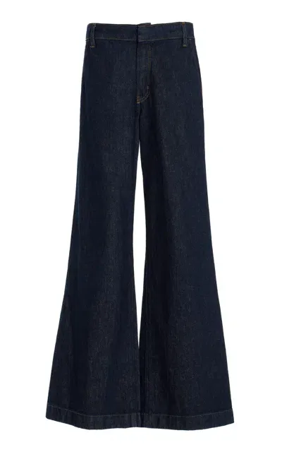 Frame Tailored Rigid High-rise Wide-leg Jeans In Blue