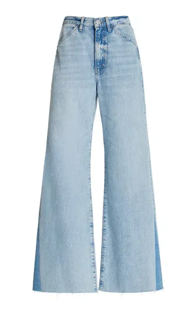 Frame The Baggy Rigid Low-rise Flared Jeans In Blue