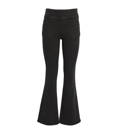 Frame The Bardot Jetset High-rise Flared Jeans In Sheen Noir