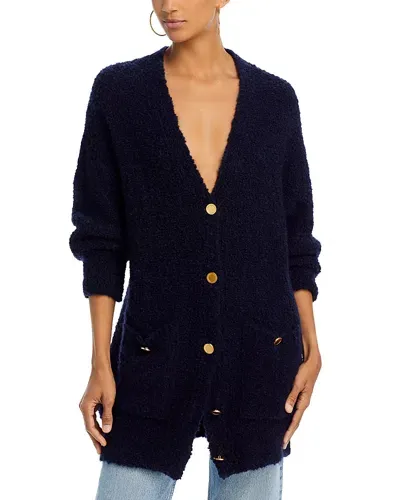 Frame V Neck Boyfriend Cardigan In Navy