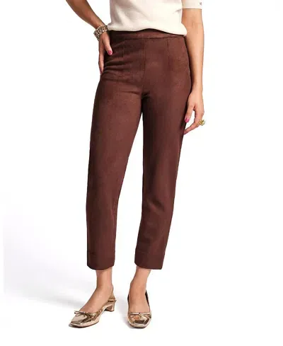 Frances Valentine Lucy Cropped Microsuede Pants In Chocolate