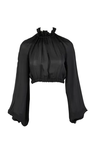 Francesca Miranda Nero Silk Top In Black