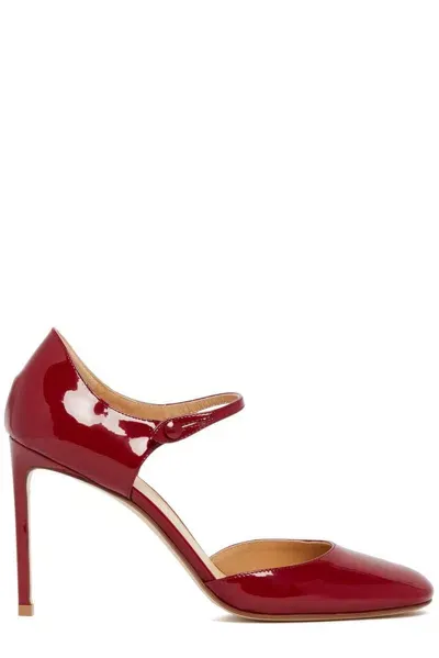 Francesco Russo Back Mary Jane Heeled Pumps In Red