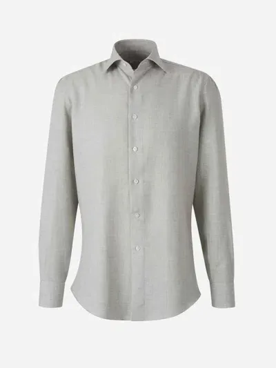 Fray Cotton And Cashmere Shirt In Light Grey