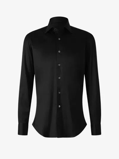 Fray Micro Knit Shirt In Black