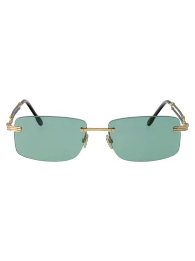 Fred Double Cable Sunglasses In 30n Shiny Endura Gold / Green