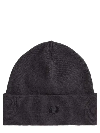 Fred Perry Beanie Hat With Logo In Black