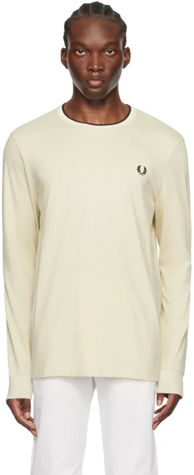 Fred Perry Twin Tipped Long Sleeved T Shirt Beige In U87