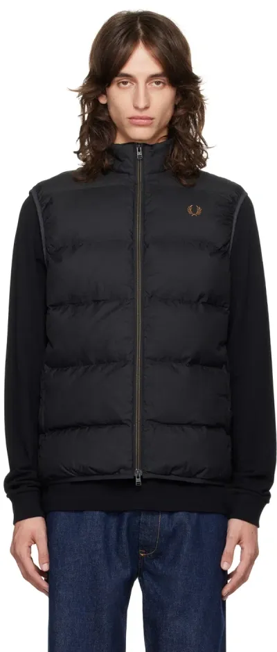 Fred Perry Black Insulated Vest In 102