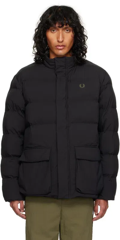 Fred Perry Black Padded Pocket Detail Jacket In 102