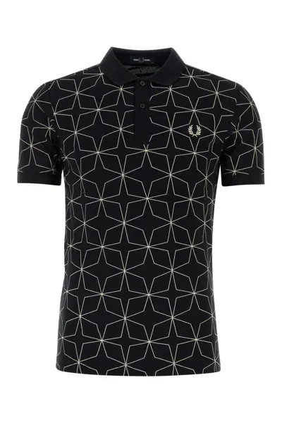 Fred Perry Geometric Polo T Shirt Black