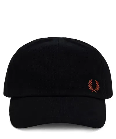 Fred Perry Classic Pique Cap In Black/whisky Brown S76