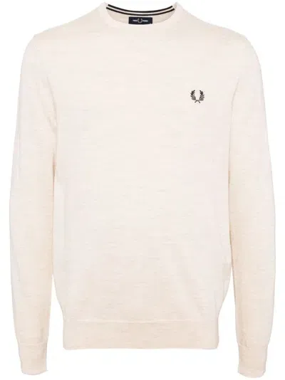 Fred Perry Classic Crew-neck Jumper In Neutrals