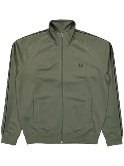 Fred Perry Contrast Tape Track Jacket In Green