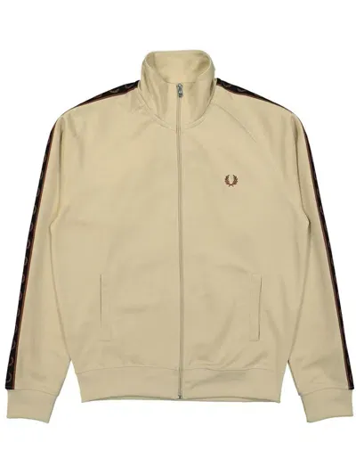 Fred Perry Contrast Tape Track Jacket In Neutrals