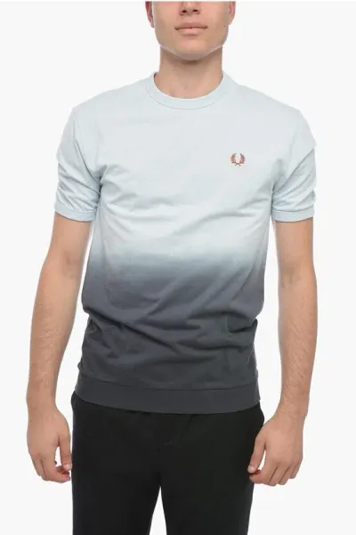 Fred Perry Embroidered Logo Gradient Print T-shirt In Gray