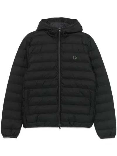 Fred Perry Hooded Padded Jacket In Schwarz