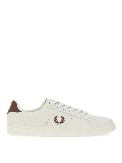 Fred Perry Embroidered-logo Leather Sneakers In White