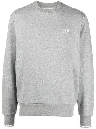 Fred Perry Logo-embroidered Cotton-blend Sweatshirt In Grey