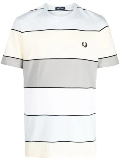 Fred Perry Logo-embroidered Striped T-shirt In Blue